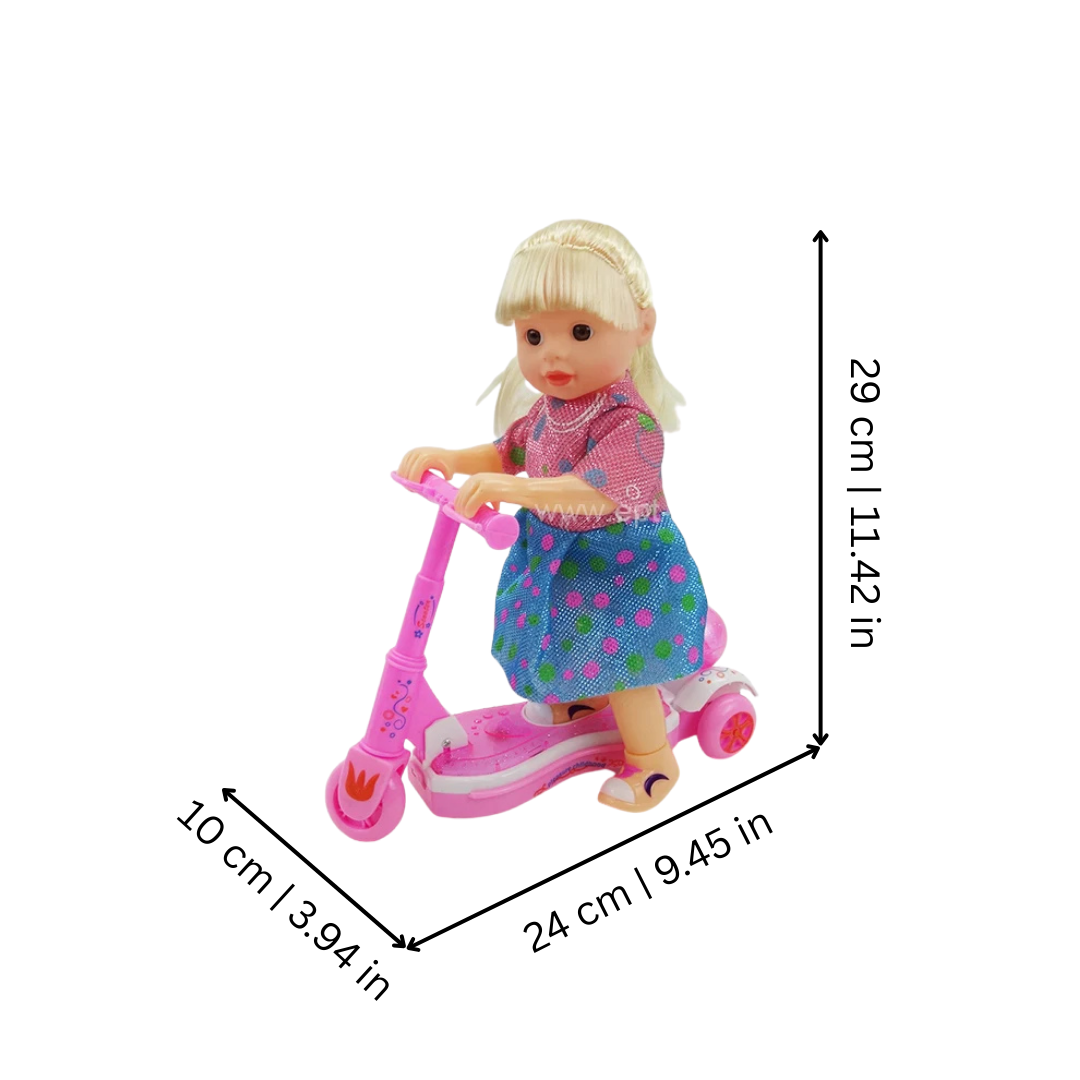 Musical scooter toy with Doll, perfect for preschoolers, enhancing developmental play.