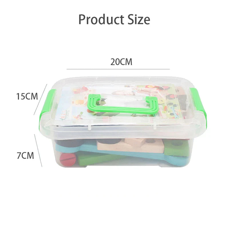 Full view of the Kids Wooden DIY Toolbox Play Set, an engaging educational toy for building and creative play