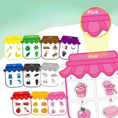 Toddler playing with Montessori Magnetic Color & Shape Learning Toy, recognizing colors & shapes.