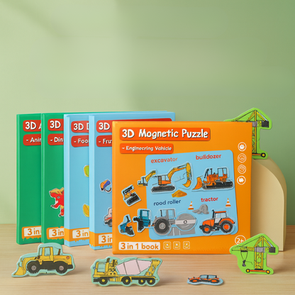 Toddler playing with Montessori Magnetic Puzzle Activity Book, enhancing fine motor skills & preschool learning.