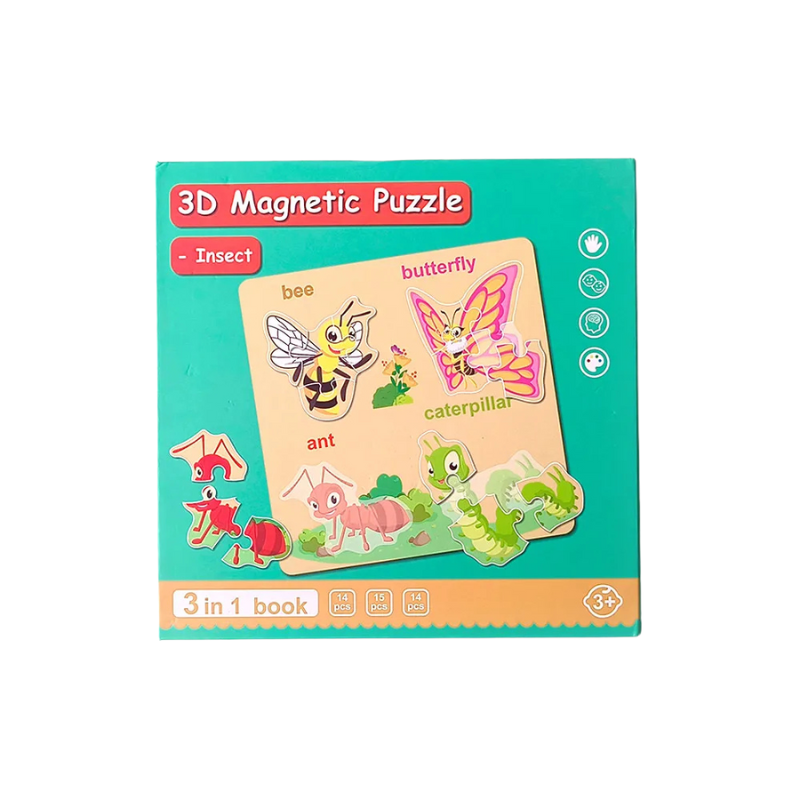 Toddler enjoying a Montessori Magnetic Puzzle Activity Book in a car, ideal screen-free travel toy & learning.