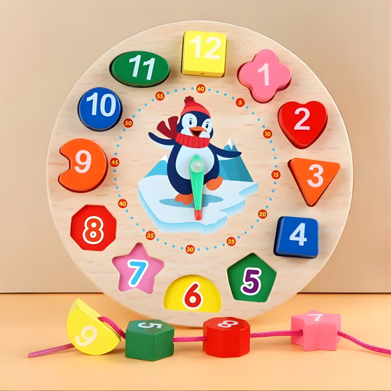 Toddler playing with Montessori wooden animal puzzle, developing fine motor skills and problem-solving abilities.
