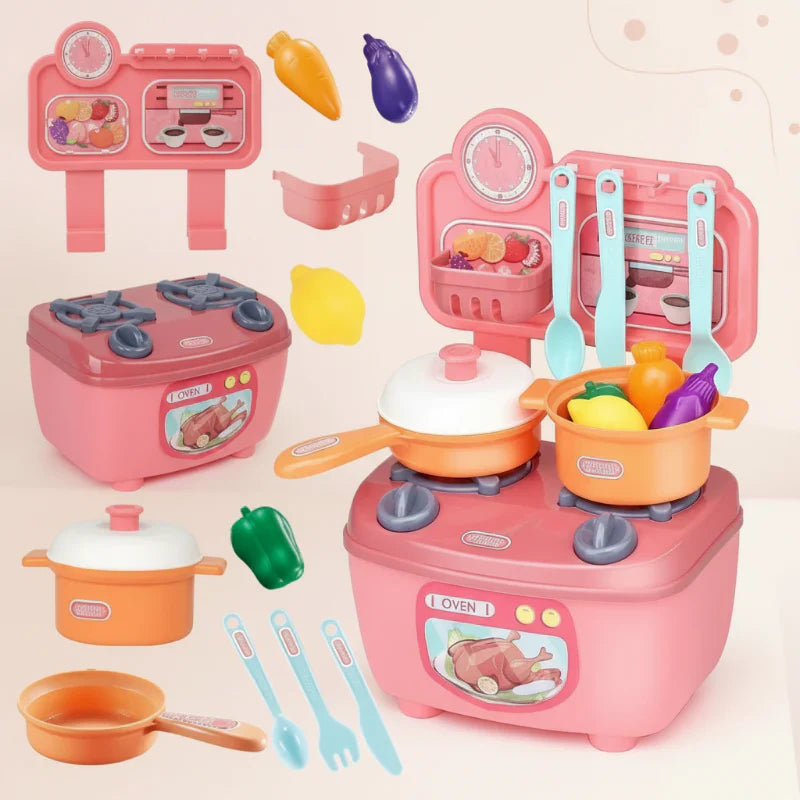 Cute children's interactive play kitchen, a high-quality, non-toxic toy for creative imaginative play.
