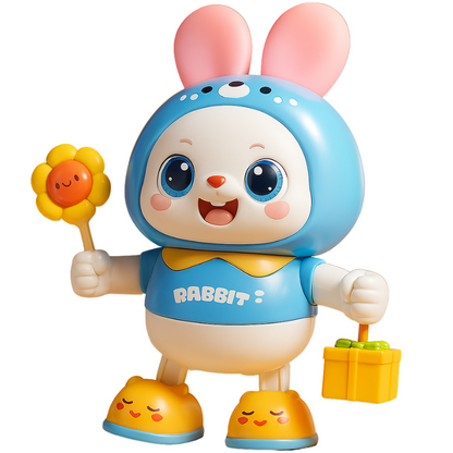 Dancing musical rabbit toy in red, green, blue for toddlers, sensory development, baby gift