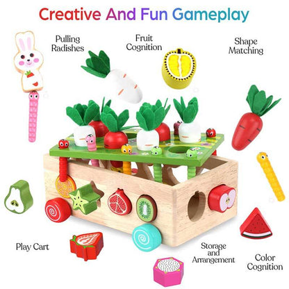 Montessori wooden farm animals play set for toddlers, promoting educational STEM learning.