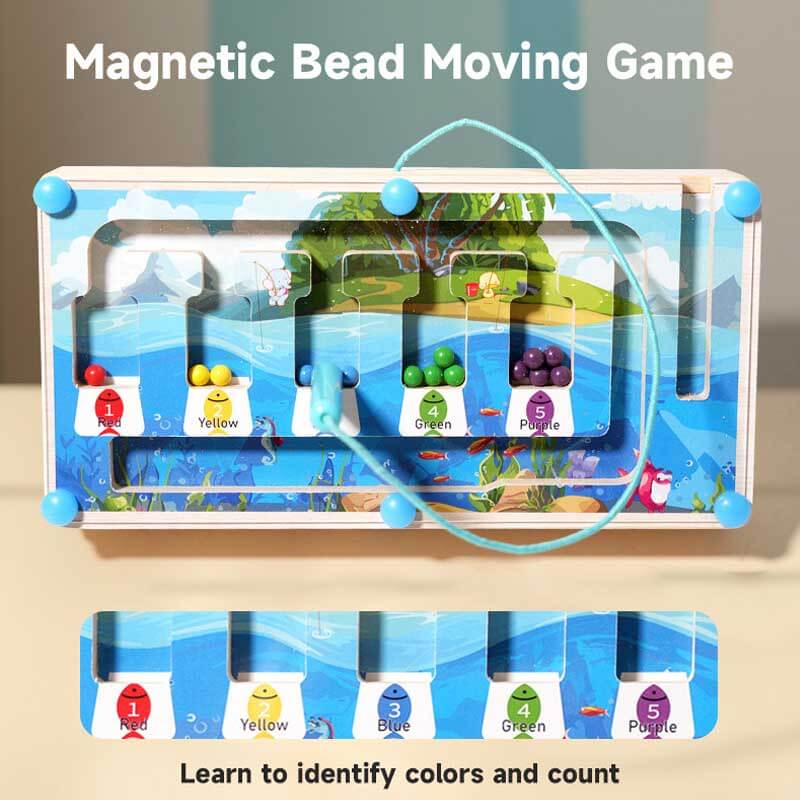 Educational wooden busy board for toddlers, featuring various switches and latches