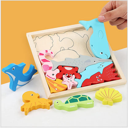 Colorful wooden shape matching puzzle for toddlers, educational toy for preschool learning & development.