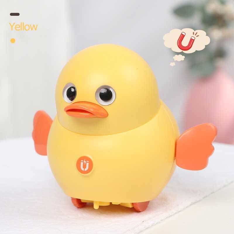 A vibrant yellow educational duck toy, perfect for toddler play and sensory development activities.