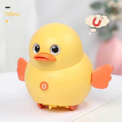 A vibrant yellow educational duck toy, perfect for toddler play and sensory development activities.