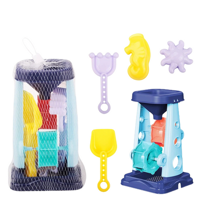 Vibrant red and blue sand & water play wheel set for engaging outdoor toddler sensory play