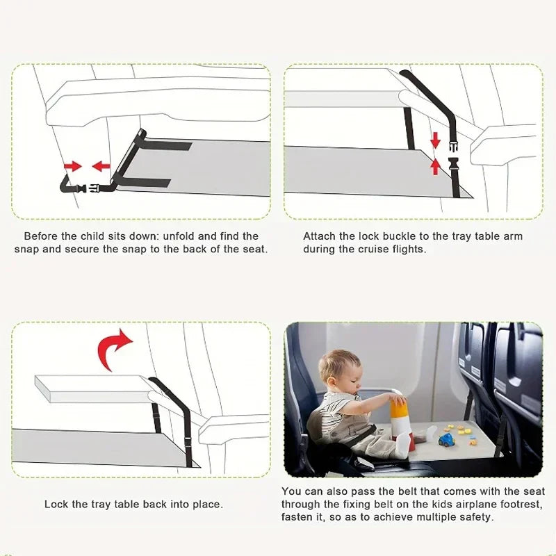 Airplane footrest for toddlers, providing a cozy bed and leg support on flights.