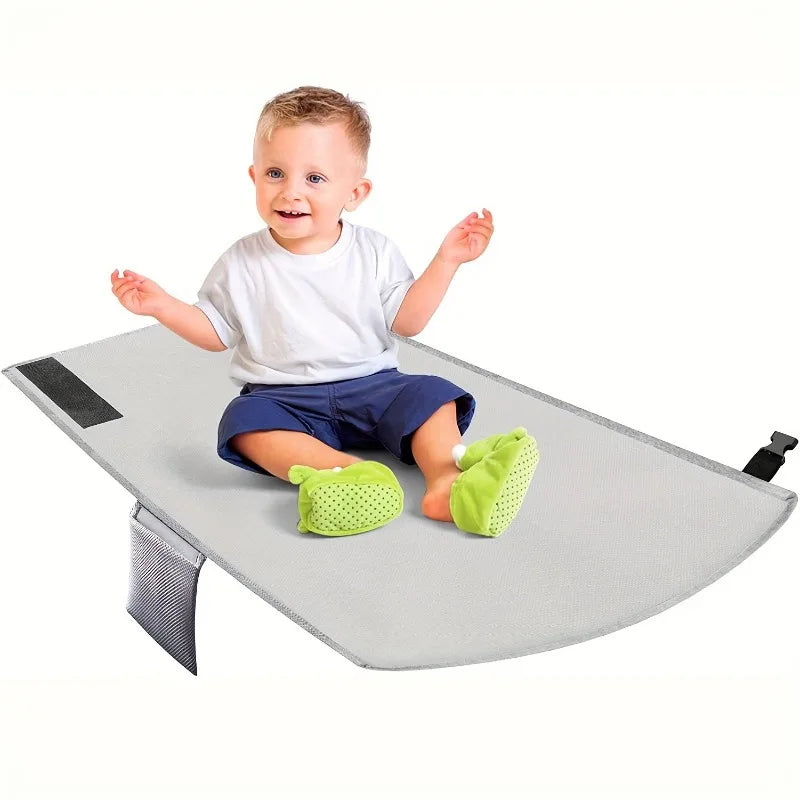 Baby travel gear: Universal seat extender, a foot hammock for toddler flights.