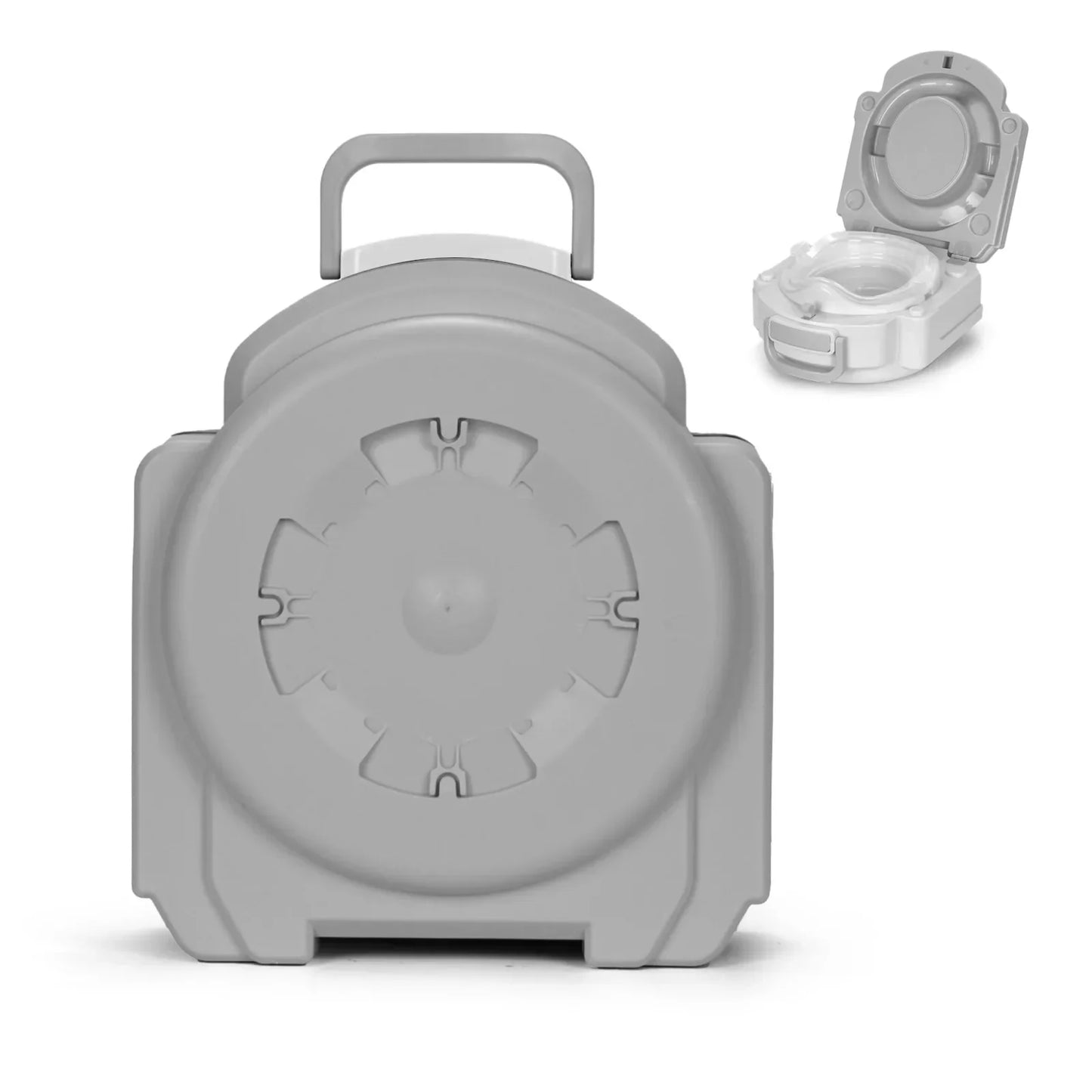 Toddler portable potty, leakproof travel toilet for kids, blue, in a car