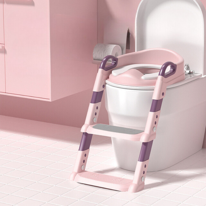 Foldable toddler potty seat with climbable steps, for independent and safe potty training for kids.