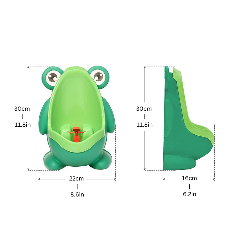 Blue portable potty training urinal for toddlers, featuring fun spinning target to encourage boys to use the toilet