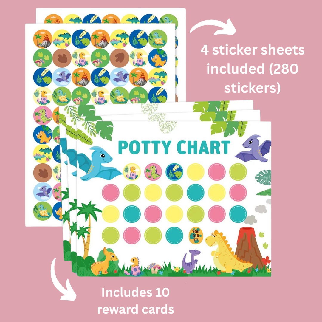 Kids' educational potty chart, a behavior tool with celebratory stickers for milestones.