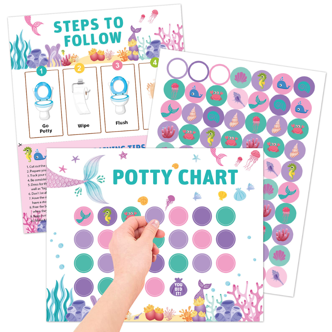 Preschool bathroom training chart and sticker set for positive reinforcement.