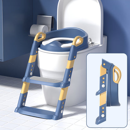 Toddler potty training seat with built-in adjustable step stool for easy child access and safety