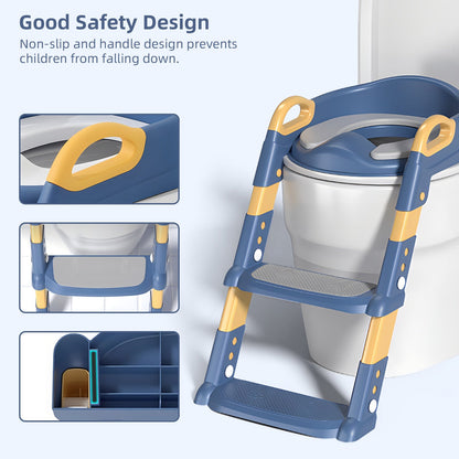 Adjustable height potty training seat with anti-slip step stool for kids bathroom toilet safety