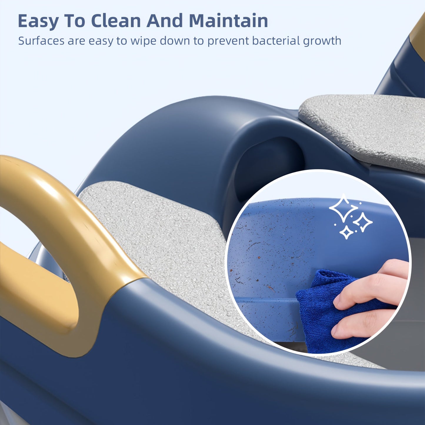 Child safety potty training seat with a comfortable, soft cushion and sturdy step stool