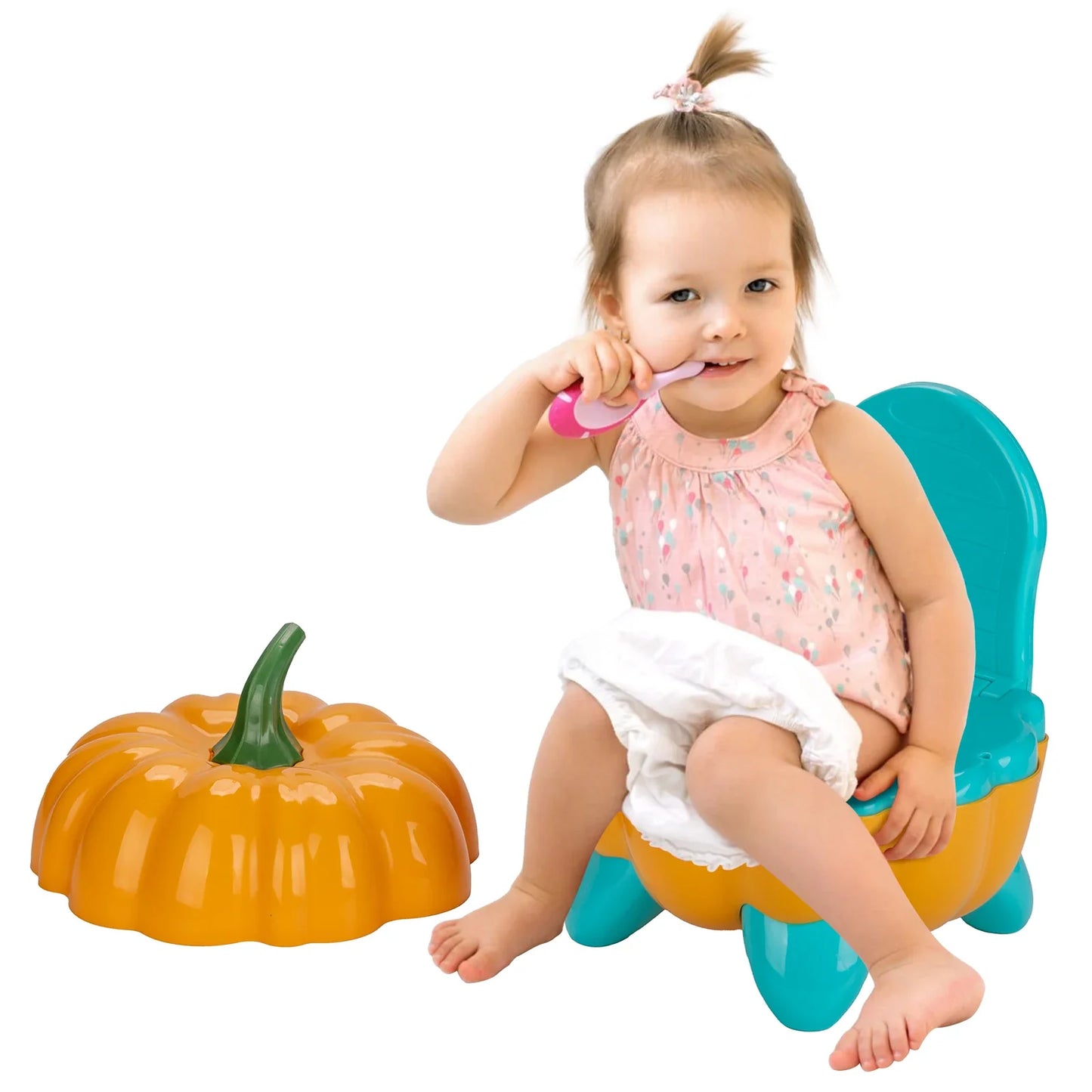Toddler Pumpkin Potty Training Seat, portable, orange, with backrest for spine protection