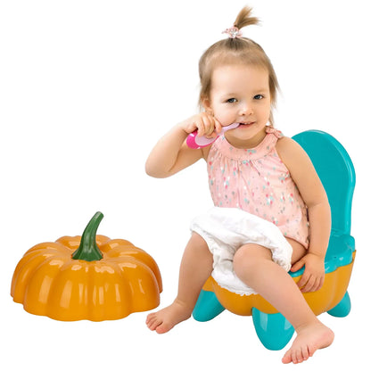 Toddler Pumpkin Potty Training Seat, portable, orange, with backrest for spine protection