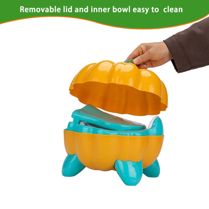 Orange pumpkin toddler training seat for potty, durable plastic, safe and ergonomic design