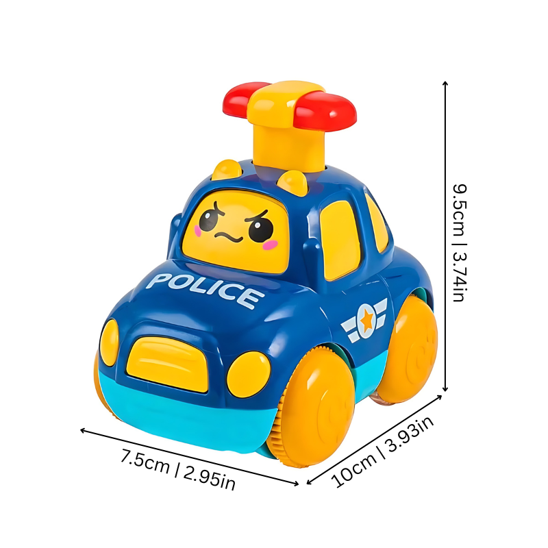 Six-pack of push-and-go vehicle toys for toddlers, enhancing developmental play and motor skills.