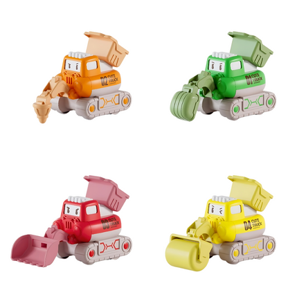 Front view of a preschool push & go cement mixer toy, engaging kids in imaginative construction play.