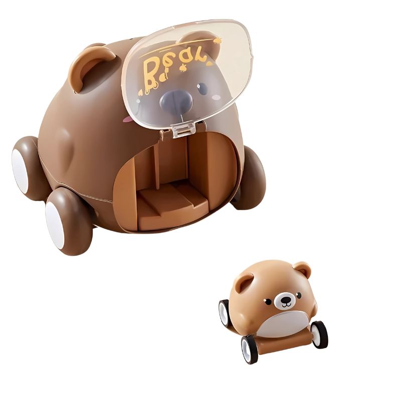 Colorful animal racer toy, perfect for toddlers to learn cause and effect and enhance play.