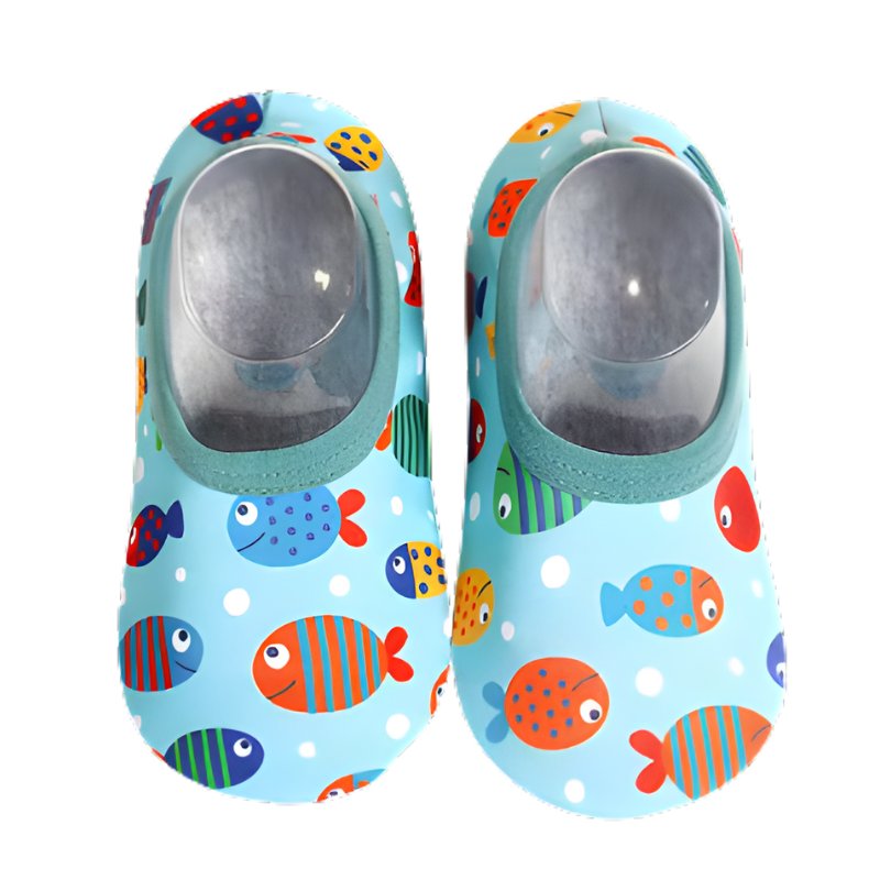 Quick-dry kids' aqua sneakers, animal print, elastic fit for secure & active wear