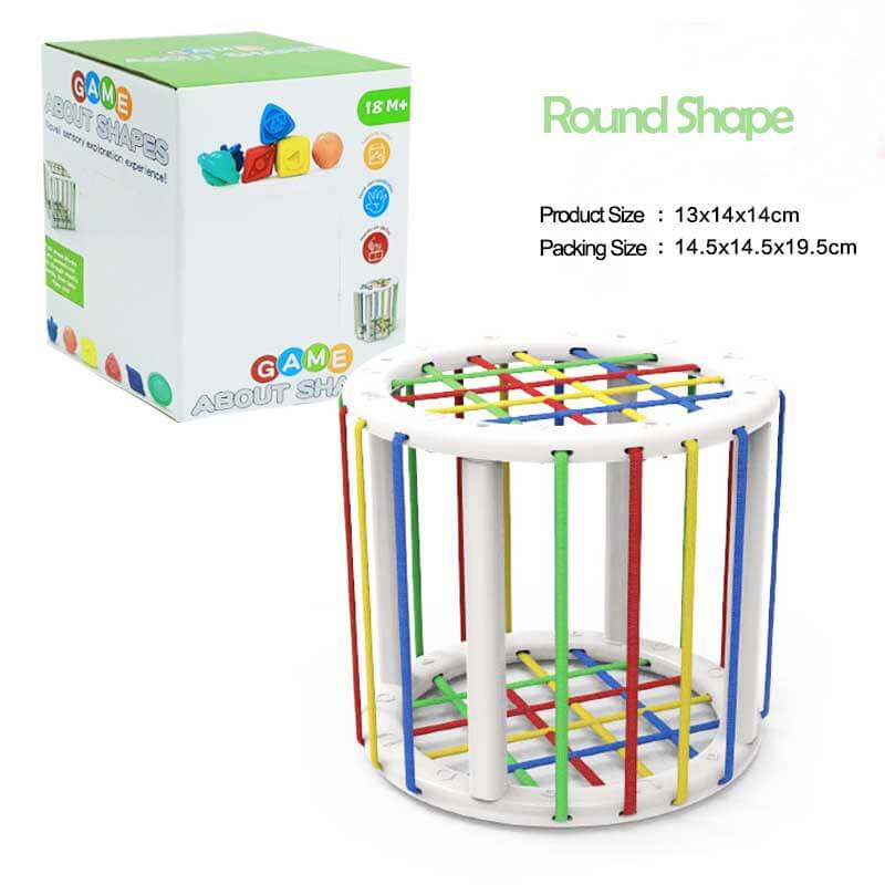 Brightly colored rainbow shape sorter, a perfect educational toy and baby gift.