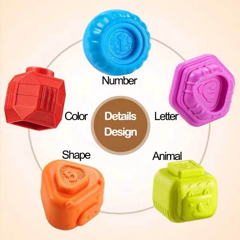 Child’s hands playing with a rainbow shape sorter, enhancing fine motor skills. Educational toy.