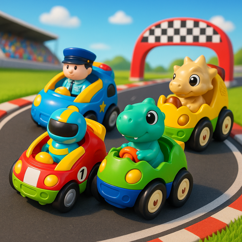 Toddler RC car with bright lights & sounds, green dinosaur design, perfect for young kids' playtime