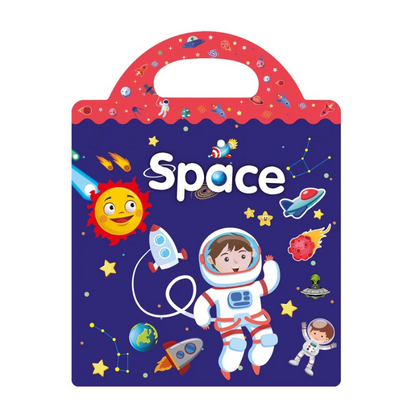 Portable sticker book for children, ideal for developing imagination and storytelling skills.