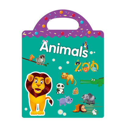 Reusable sticker activity book for toddlers, promoting fine motor skills with fun scenes.