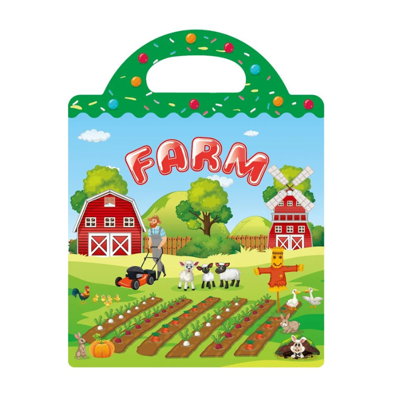 Vibrant reusable sticker book, a great toddler toy for travel and quiet play.