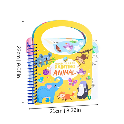 Mess-free water activated coloring book for toddlers, reusable pages for endless creative play and learning.
