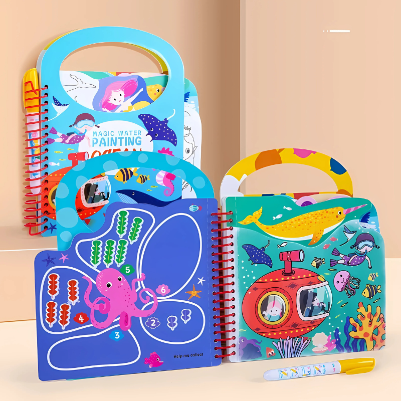 Toddler water activated coloring book: mess-free, reusable, and great for travel and educational creative play.