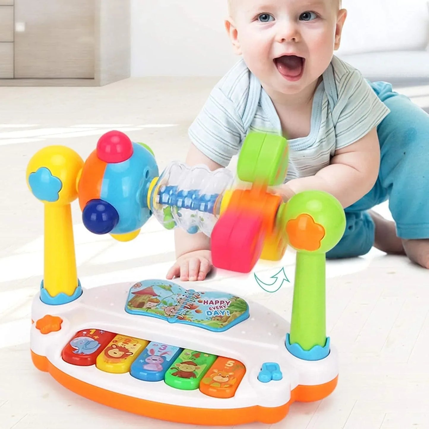 Toddler rotating music piano toy for early learning, brightly colored & educational
