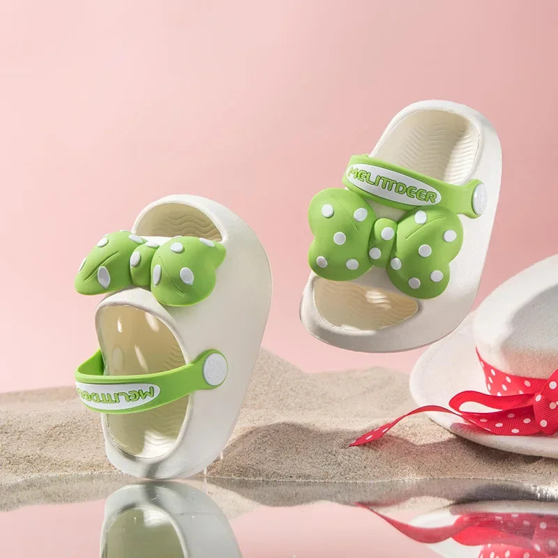 Baby beach slippers, comfortable EVA, yellow dots 4