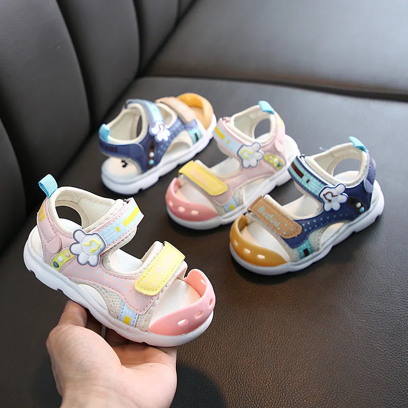 Toddler's blue waterproof summer sandals for beach & playground water play