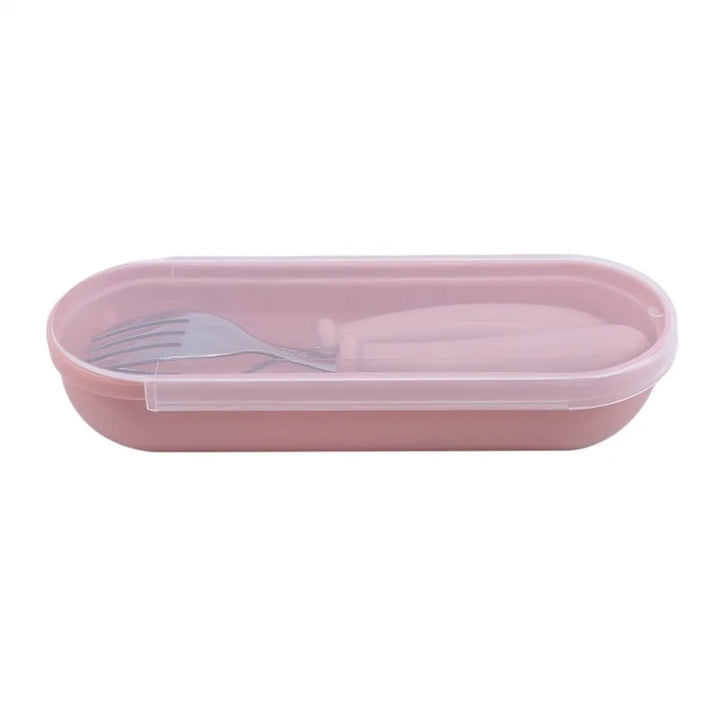 Gender-neutral cartoon stainless steel dinnerware set for toddlers. Child-safe & perfect for all kids' meals.