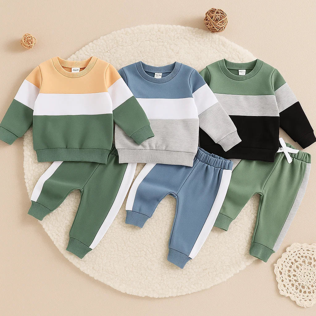 Unisex toddler sweatshirt and jogger set, ultra-soft knitwear for comfortable children's clothing.