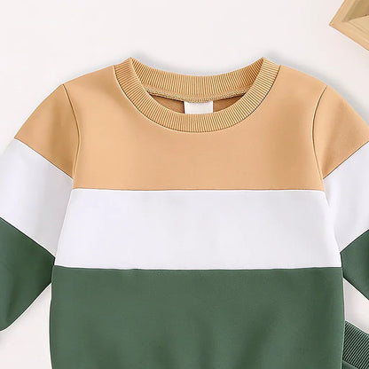 Warm knit toddler set featuring a cozy sweatshirt and matching joggers, ideal for autumn wear.