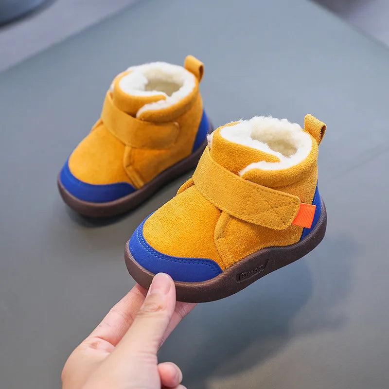 Children's stylish suede footwear with anti-slip grip, ideal for cold weather