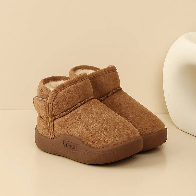 Infant's warm, anti-slip winter booties, comfortable and secure for tiny feet