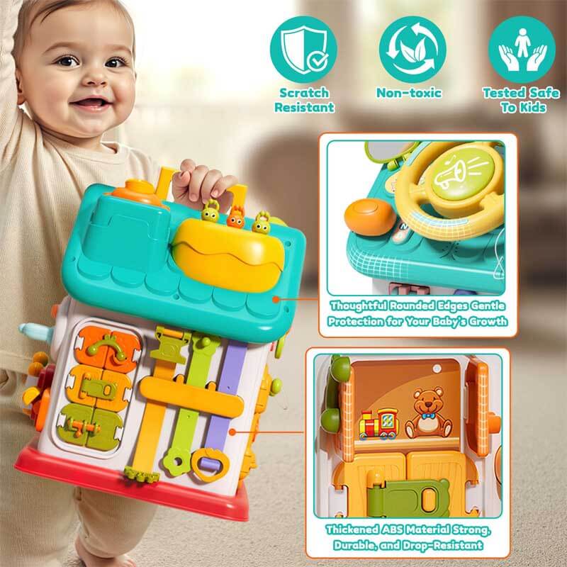 Interactive toddler activity house, fostering early learning skills