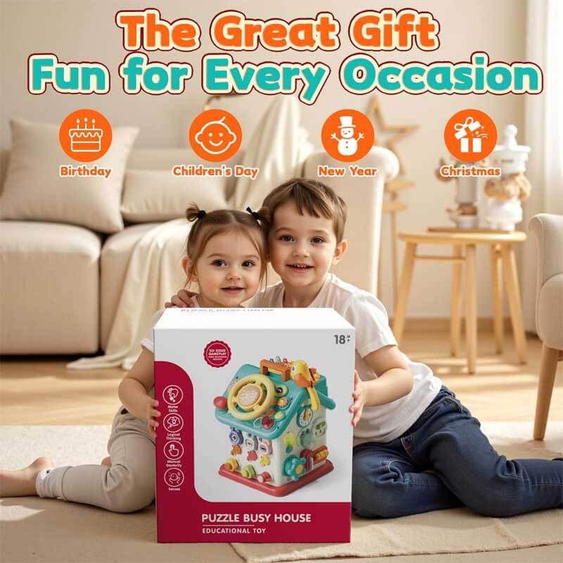 Educational activity house for toddlers, interactive play for skill development