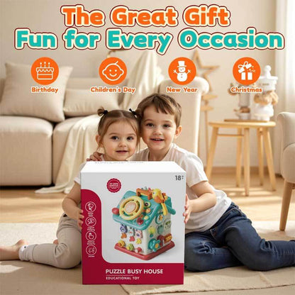 Educational activity house for toddlers, interactive play for skill development
